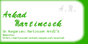arkad martincsek business card